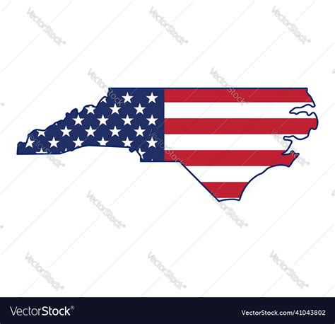 North Carolina State Shape With Usa Flag Vector Image