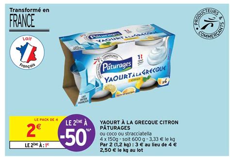 Promo Yaourt La Grecque Citron P Turages Chez Intermarche