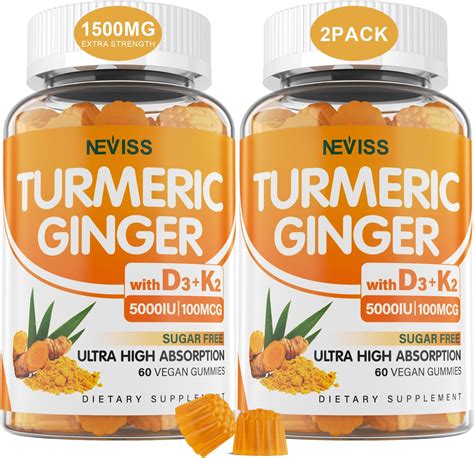 Turmeric Curcumin And Ginger Gummies 95 Curcuminoids With Black Pepper Extract For