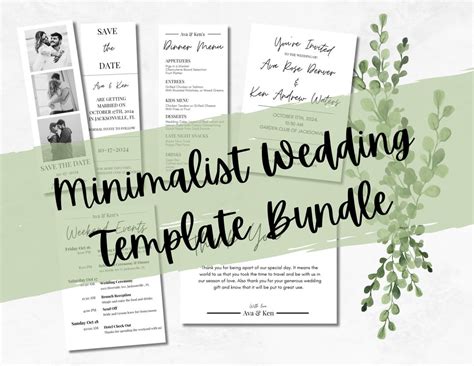 Minimalist Wedding Template Bundle - Etsy