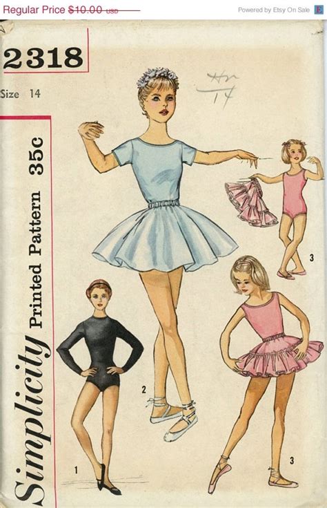 Simplicity 2318 Girls 1950s Ballet Costume Pattern Leotard W Sleeve