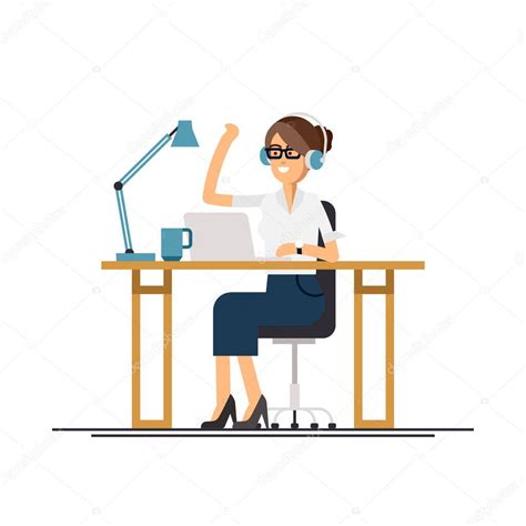 Business Woman Using Computer — Stock Vector © Oxygen8 154511700