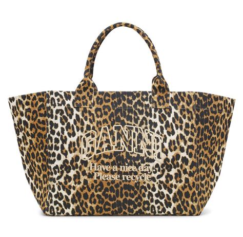 Leopard Oversized Canvas Tote Bag GANNI UK In 2024 Canvas Tote Bags