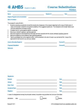 Course Substitution Petition Fill And Sign Printable Template Online