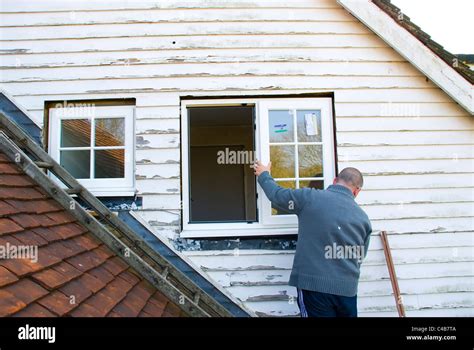 Installing A rated energy efficient replacement double glazed windows Stock Photo, Royalty Free ...