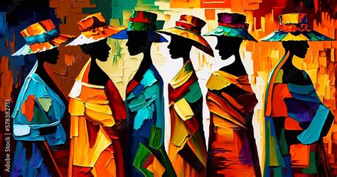 Abstract Painting Concept Colorful Art Of An African Women African Culture Generative Ai