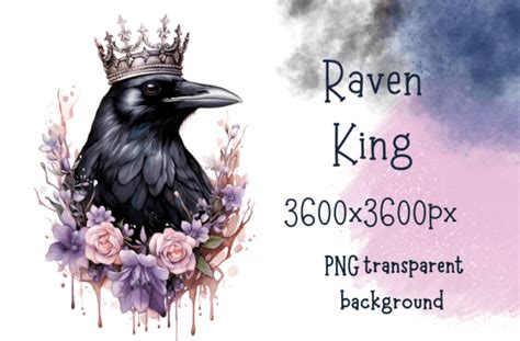 Watercolor Gothic Raven Wearing A Crown Graphic By StudioPopsicle