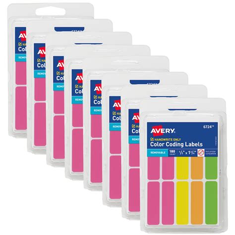 Avery Color Coding Removable Labels 1 2 X 1 3 4 Assorted Neon