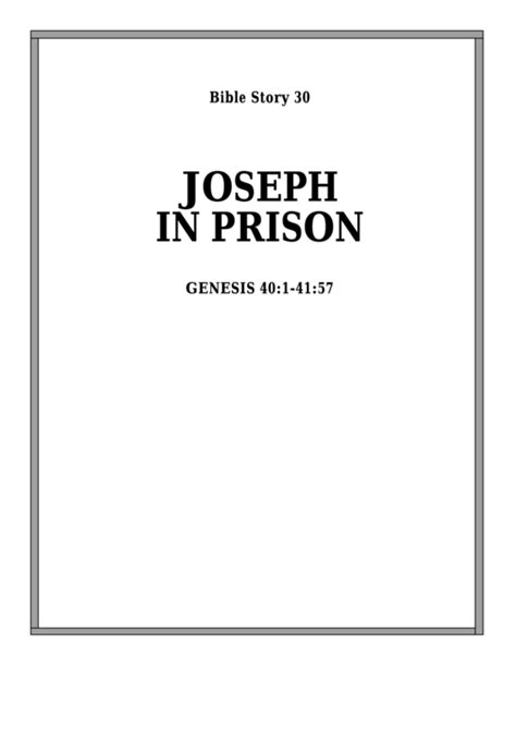 Joseph In Prison Bible Activity Sheet Set printable pdf download