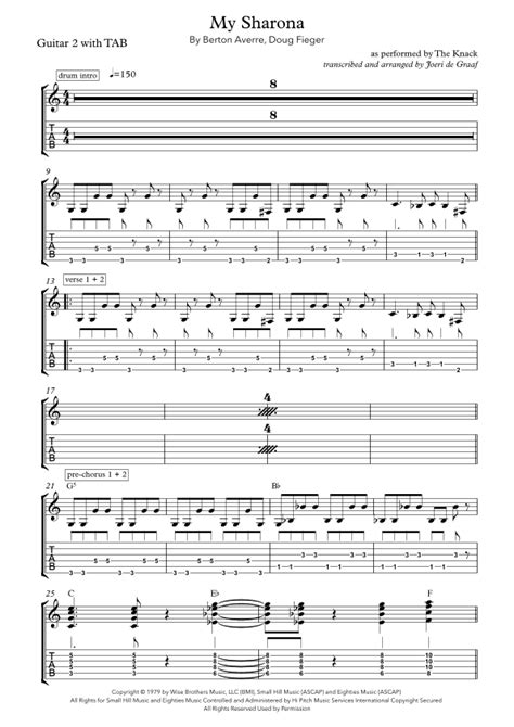 My Sharona Arr Joeri De Graaf By The Knack Sheet Music For Guitar