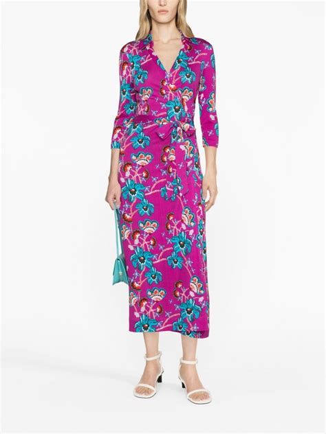 DVF Diane Von Furstenberg Abigail Floral Print Silk Wrap Dress Farfetch