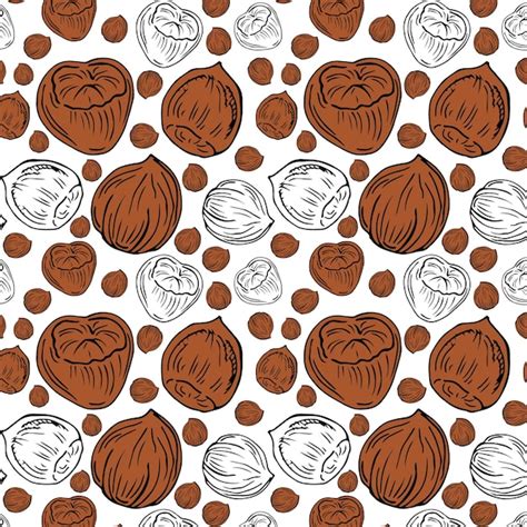 Premium Vector Hazelnuts Seamless Pattern Vector Illustration Of