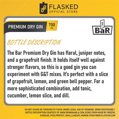 The Bar Premium Dry Gin 700ml Flasked Liquor Store