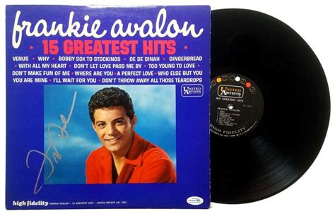 Frankie Avalon Autographed 15 Greatest Hits Album Lp Acoa Autographia