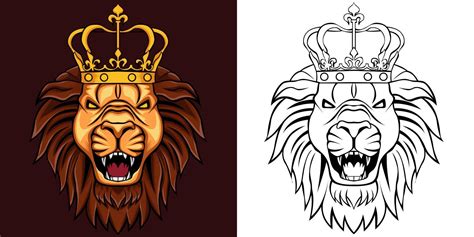 lion head with crown vector illustration 11774015 Vector Art at Vecteezy