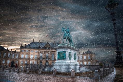 Starry Night Skythe Royal Amalienborg Palace In Copenhagen Denmark