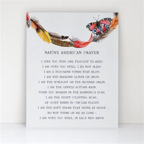 Native American Prayer Watercolor Butterfly and Feathers - Etsy