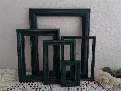 dark green picture frame set  cycled vintage rustic shabby etsy