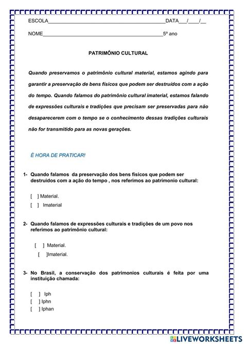 Atividades Sobre Patrimônio Histórico E Cultural 3 Ano - Atividades Sobre Patrimônio Histórico E Cultural 3 Ano - NAZAEDU