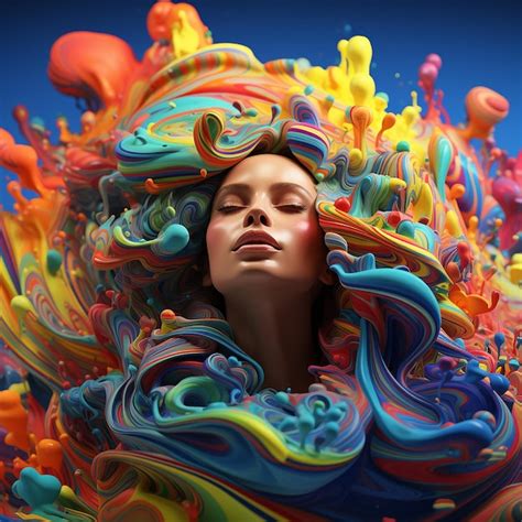 Fotos Renderizadas Em 3D De Artistas Fazendo Arte Cores Vibrantes