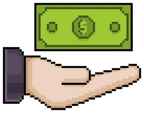 Premium Vector Pixel Art Hand Holding Banknote Money Vector Icon For