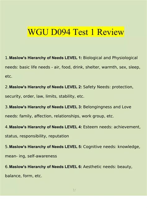 Summary Wgu D Test Review Complete Solutions Wgu D