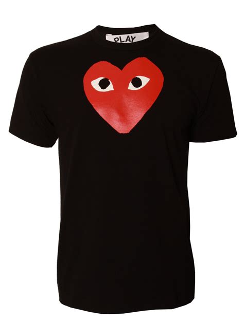 Comme des garçons Play Mens Heart Logo T Shirt Black in Black for Men ...