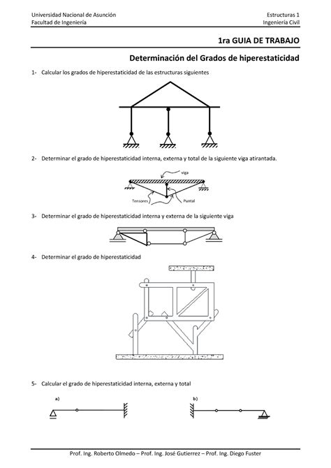 1 Guía Grados De Hiperestaticidad Universidad Nacional De AsunciÛn Estructuras 1 Facultad De