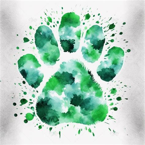 Premium AI Image | A green paw print with a green paw print is on a ...