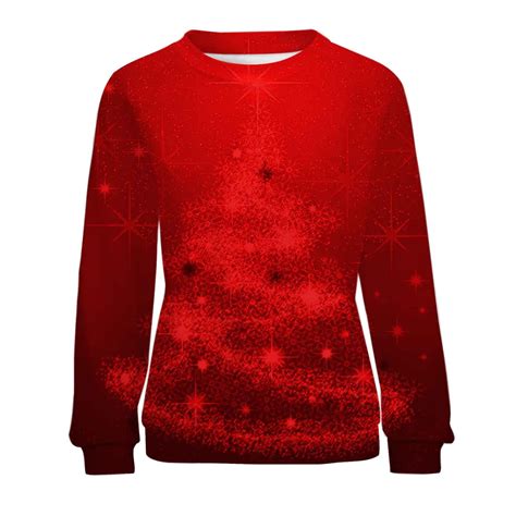 BLVB Merry Christmas Sweatshirts for Women Crewneck Christmas Tree ...