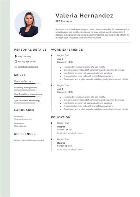SPA Manager Resume Templates To Get Employed Easily