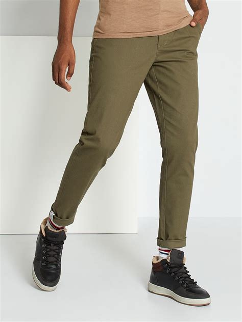 Pantalon chino slim à pinces kaki Kiabi 20 00