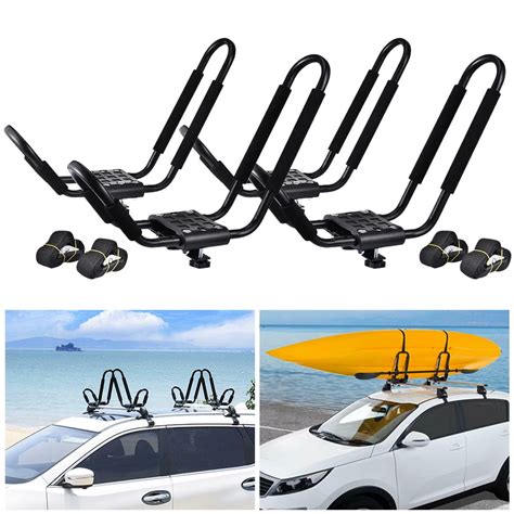 Motors 2 Pairs Kayak Carrier Boat Ski Surf Snowboard Roof Mount Car Cross J Bar Rack Car And Truck