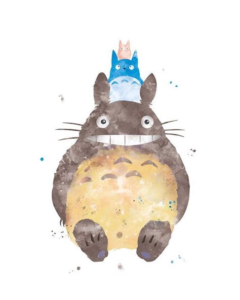 Totoro Print Totoro Watercolor Totoro Art Print Totoro Poster My Neighbor Totoro Miyazaki Hayao