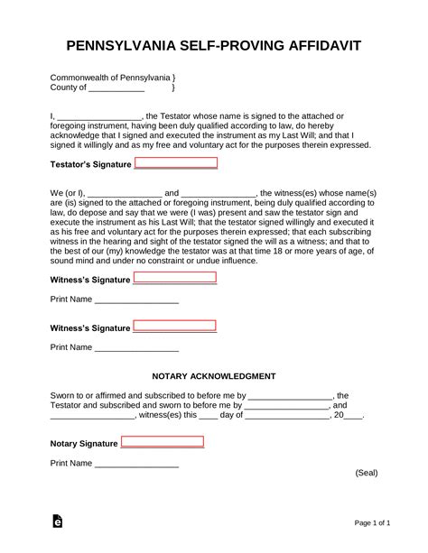 Free Affidavit Form Pa Printableaffidavitform