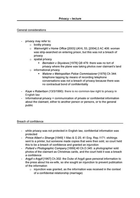 Privacy Lecture Privacy Lecture General Considerations Privacy