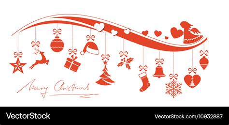 Christmas ornament border with angel Royalty Free Vector