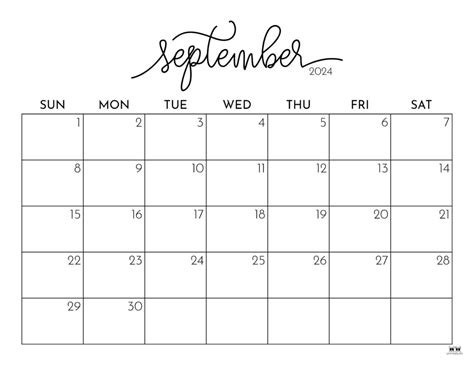 September Free Printable Calendar Printable Calendar