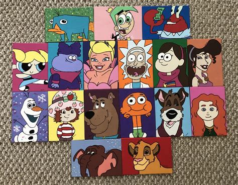 5x7 Small Cartoon Face Acrylic Paintings - Etsy