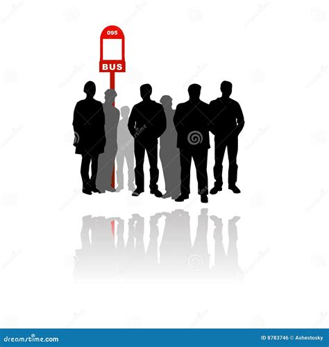 People waiting at bus stop stock vector. Illustration of crowd - 8783746