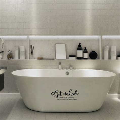 SUPERDANT Get Naked Wall Decal Vinyl Bathroom Wall Art Stickers Funny Bathroom Wall Decal For