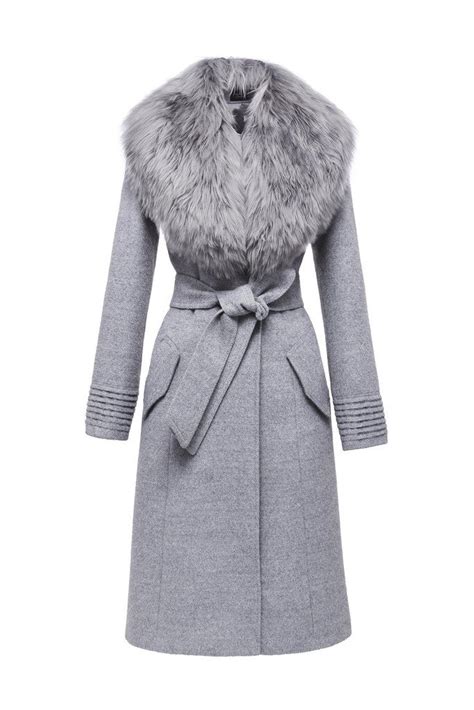 Gray Faux Fur Coat With Collar Tradingbasis