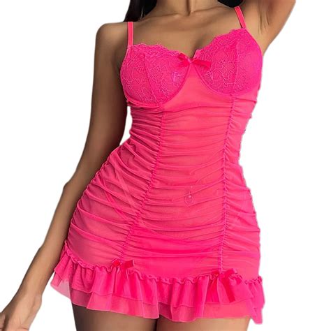 Itsun Lingerie For Women Womens Costumes Lace Pleated Camisole Dress