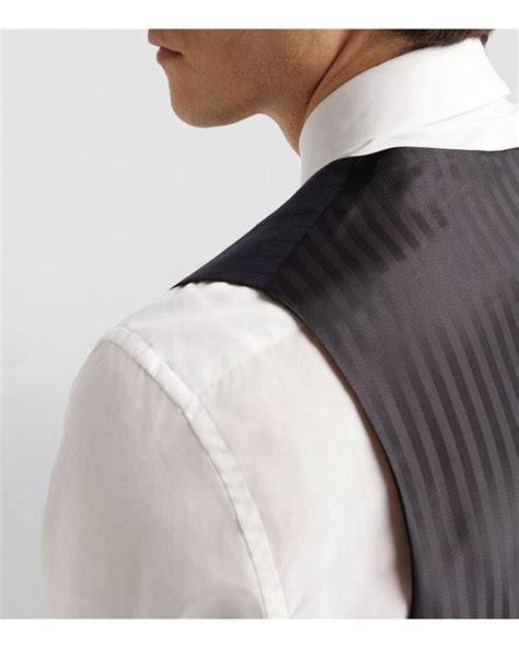 Giorgio Armani Wool Pinstripe Waistcoat In Blue For Men Lyst