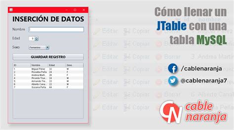 Cómo Llenar Un Jtable Con Una Tabla Mysql Cable Naranja