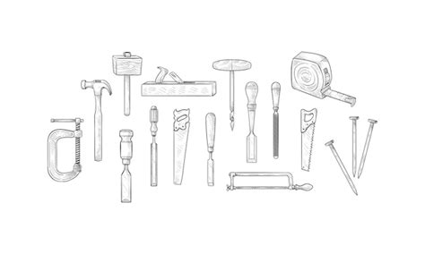 Premium Vector | Carpenter tools handdrawn collection