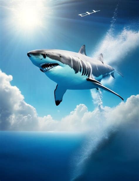 Premium AI Image | a shark is attacking jumping in the air