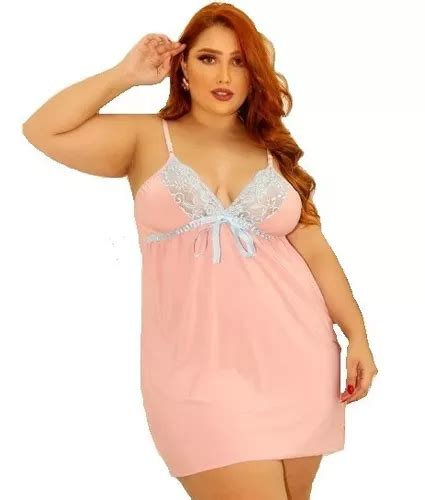 Camisola Feminina Plus Size Pijama Renda Lingerie Sexy