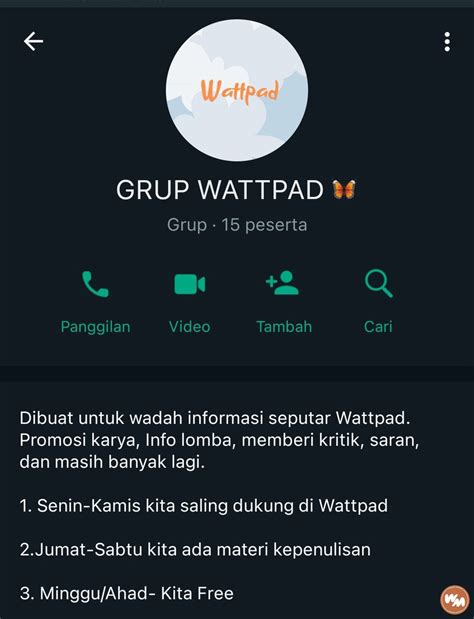 Wattpadmenfess Wp On Twitter Wp Haii Aku Ada Grup Wattpad Di Wa