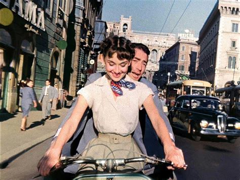 Audrey Hepburn And Gregory Peck From The Trailer For The Film Roman Holiday 1953 Rkolorize